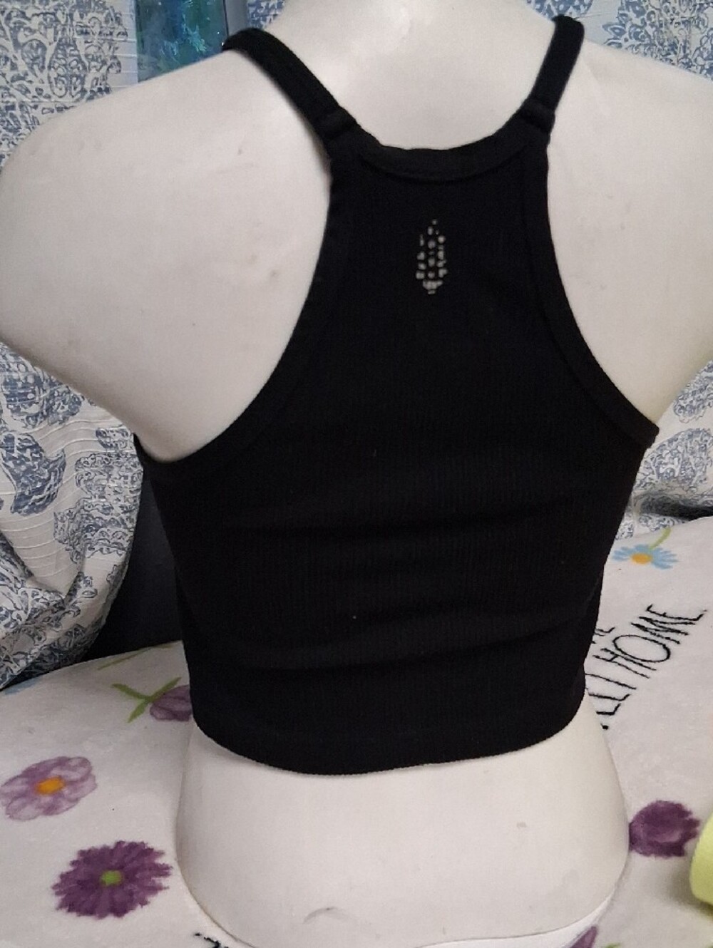 Free People Black Ribbed Racerback Crop Tank - Picture 2 of 6